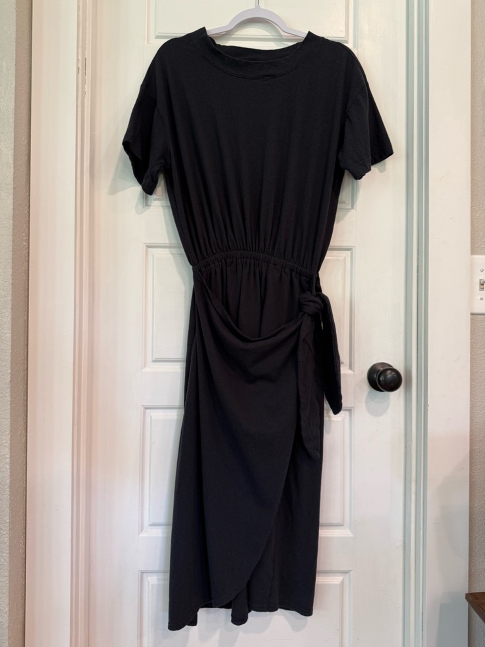 Free People Beach Leila Wrap Dress Black Short Sleeve Midi Dress S